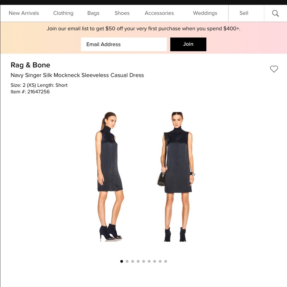 Rag & Bone navy blue silk dress